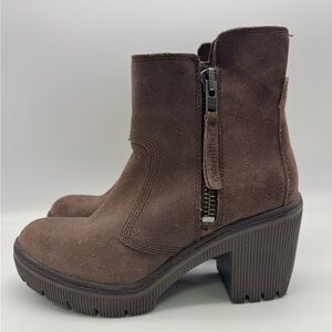 Caterpillar Cat Brown Suede Heel Boots Bootie Womens Size 7